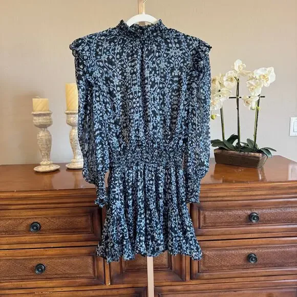 MISA Los Angeles x Revolve Gianna Mini Dress Nightshade Flora M NWT - Picture 2 of 7